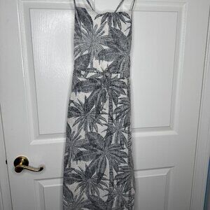 Marine Layer Linen Palm Tree Open Back Summer Dress